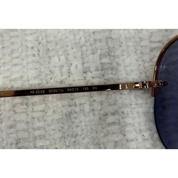 Ray Ban Aviator Blue Lens Rose Gold Frame Sunglasses RB 3449 9035/59-14-135 main image 4